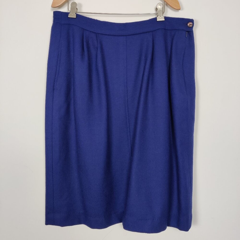 Avoca Handweavers Women's Mini Skirt Size L Blue Wool Lined Elegant Stylish Chic
